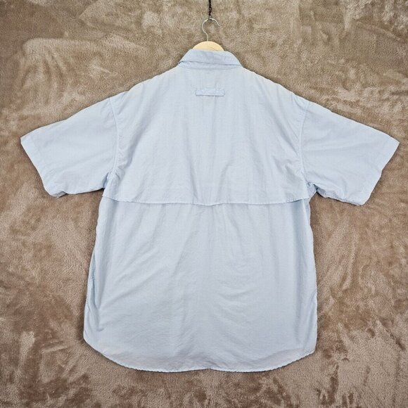 LL Bean Vented Shirt Button-Down Men's Size L Blue Pockets Fishing Short Sleeve - Picture 2 of 10